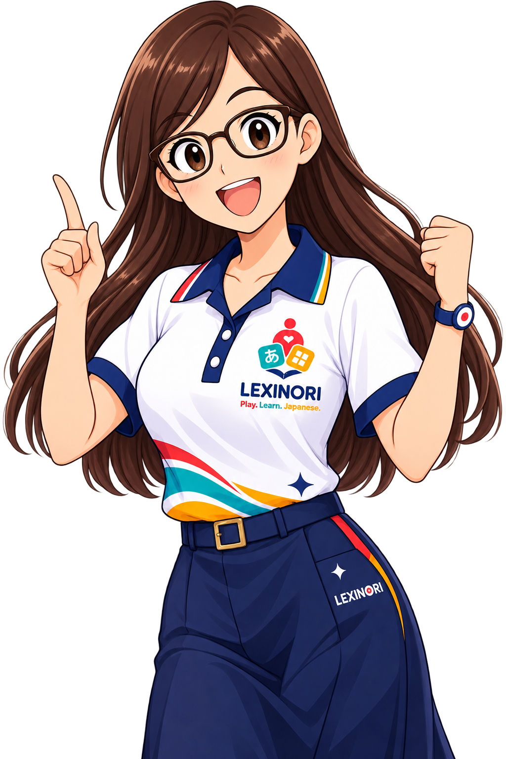 Personagem feminina torcendo